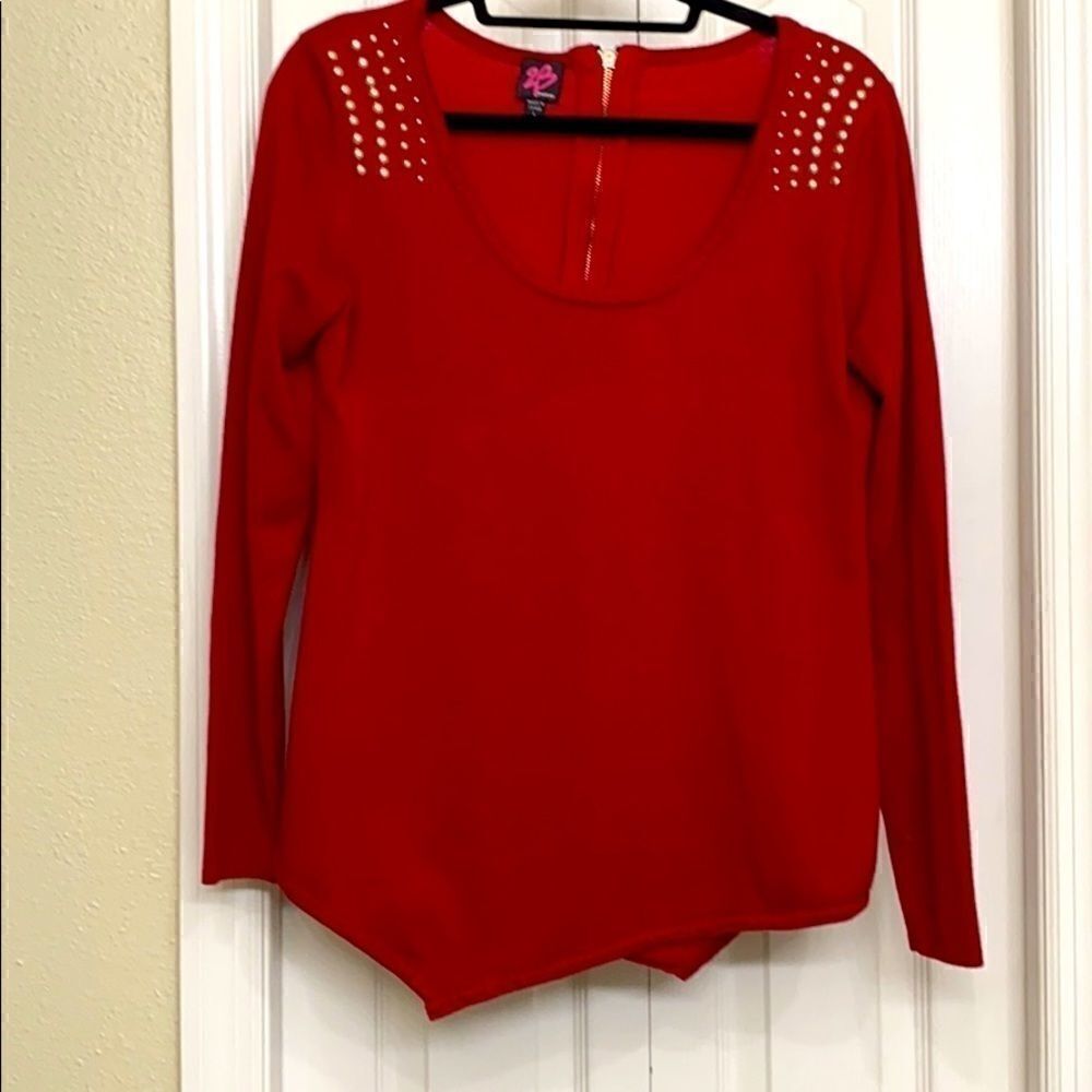 2B bebe Red Long Sleeve Sweater Top